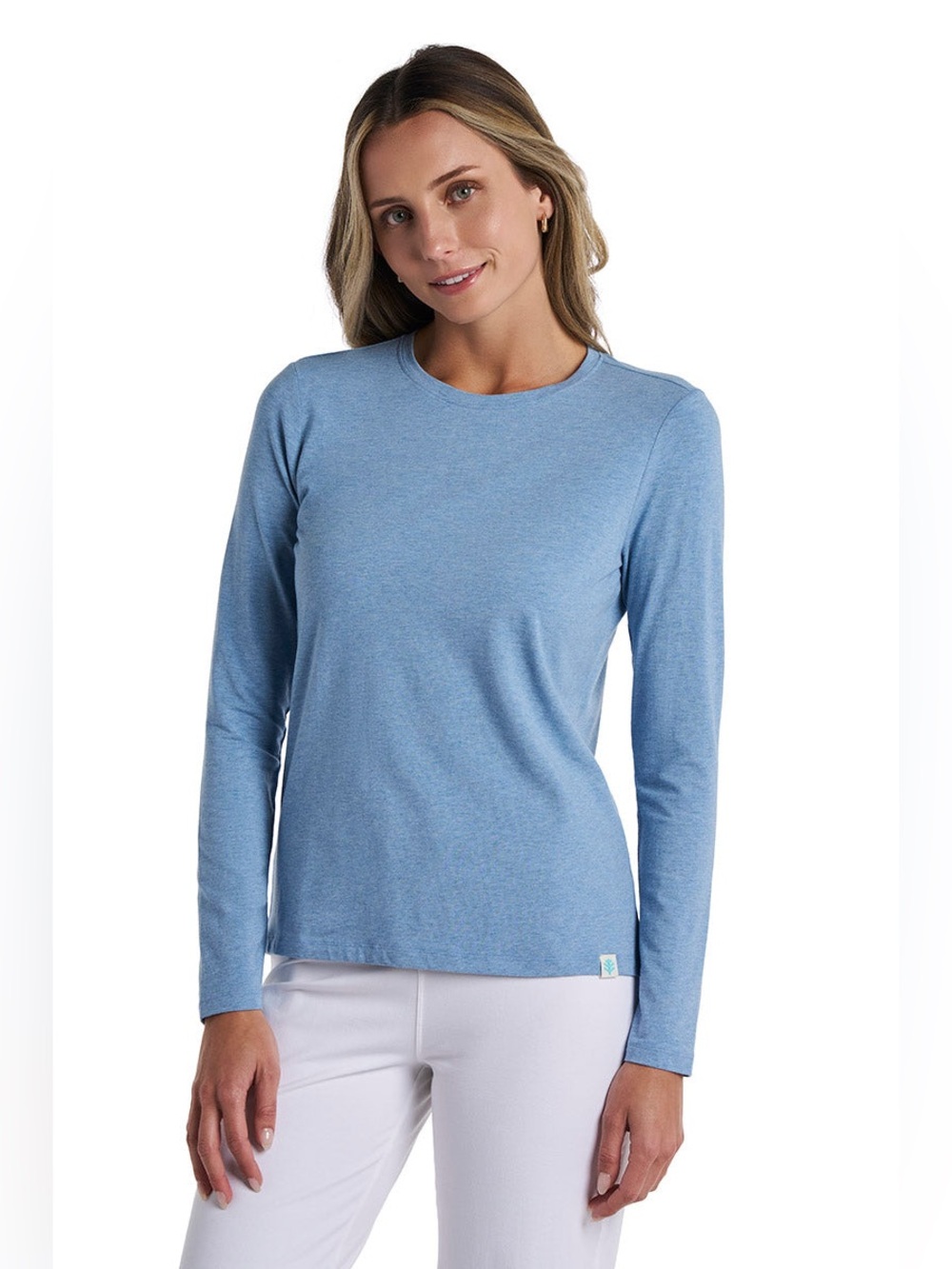 Coolibar Morada Everyday Long Sleeve T-Shirt Light Blue Heather UV 50 protection